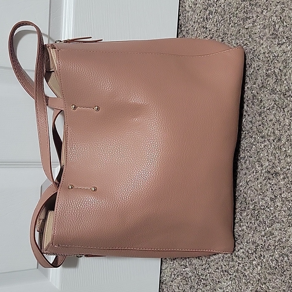 Ann Taylor Faux Leather Camel Purse with Magnetic Clasps
